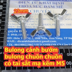 Bulong bu lông vặn tay tai sắt cánh bướm chuồn chuồn mạ kẽm M4 M5 M6 M8 dài 10~40mm kde7140