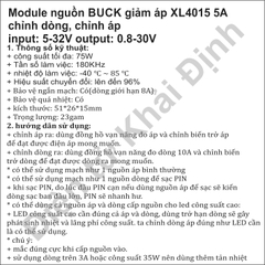 Module nguồn BUCK giảm áp XL4015 5A chỉnh dòng, chỉnh áp input: 5-32V output: 0.8-30V kde7159