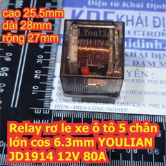 Relay rơ le xe ô tô 5 chân lớn cos 6.3mm JD1914 12V / 24V 80A / 100A kde7203