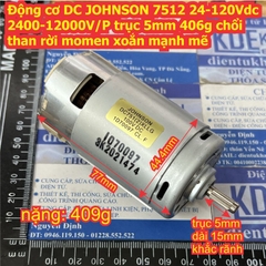 Động cơ DC JOHNSON 7512 24-120Vdc 2400-12000V/P trục 5mm 406g chổi than rời momen xoắn mạnh mẽ kde7328