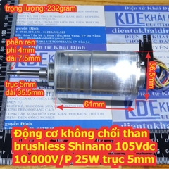 Động cơ không chổi than brushless Shinano 105Vdc 10.000V/P 25W LA034 trục 5mm chế máy phát điện kde7414