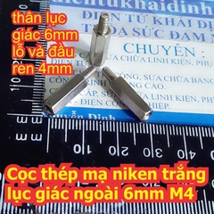 Cọc thép cột sắt mạ niken trắng lục giác ngoài 6mm M4 Đ-C các cỡ 6mm ~ 30mm kde7444
