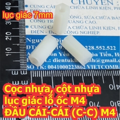Cọc nhựa cột nhựa trụ chân nhựa lục giác M4 2 ĐẦU CÁI-CÁI M4x6mm thân dài 6mm ~ 50mm kde7457