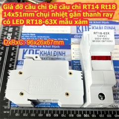 Giá đỡ Đế cầu chì RT14 RT18 10x38mm 14x51mm gắn thanh ray có LED RT18-32X RT18-63X mẫu trắng / xám kde7494