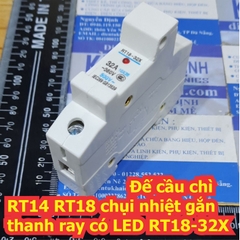 Giá đỡ Đế cầu chì RT14 RT18 10x38mm 14x51mm gắn thanh ray có LED RT18-32X RT18-63X mẫu trắng / xám kde7494