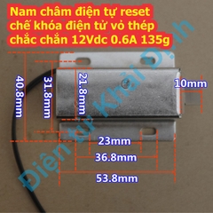 Nam châm điện chốt điện tự reset chế khóa cửa điện tử vỏ thép chắc chắn 150g 12Vdc 1.1A / 6V 1.3A kde7499