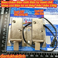 Nam châm điện chốt điện tự reset chế khóa cửa điện tử vỏ thép chắc chắn 150g 12Vdc 1.1A / 6V 1.3A kde7499