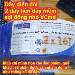 Dây điện đôi 2 dây liền dây mềm sợi đồng nhỏ VCmd 2x0.5mm2 kde7553