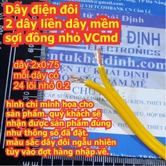 Dây điện đôi 2 dây liền dây mềm sợi đồng nhỏ VCmd  2x0.75mm2 kde7554