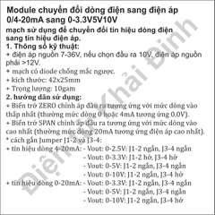 Module chuyển đổi dòng điện sang điện áp 0/4-20mA sang 0-3.3V5V10V HW-685 kde7565