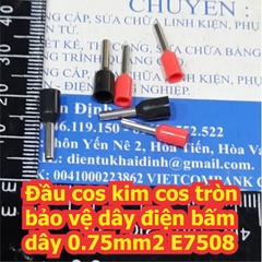 Đầu cos kim cos tròn bảo vệ dây điện bấm dây 0.75mm2 E7508 màu đen / đỏ kde7591