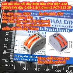 Cút nối Đầu nối chia dây điện 32A 250V/4kV dây 0.08-2.5(4.0)mm2 PCT PCT-212 PCT-213 PCT-214 PCT-215 2P~5P kde7660