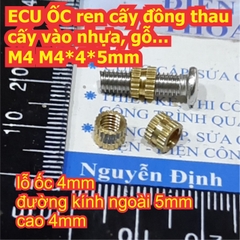 ECU ỐC ren cấy đồng thau cấy vào nhựa, gỗ… M2 ~ M6 kde7666