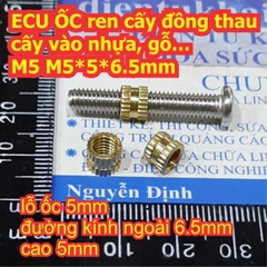 ECU ỐC ren cấy đồng thau cấy vào nhựa, gỗ… M2 ~ M6 kde7666