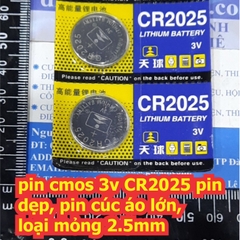 Pin cmos 3v CR2025 pin dẹp, pin cúc áo lớn, loại mỏng 2.5mm kde7683