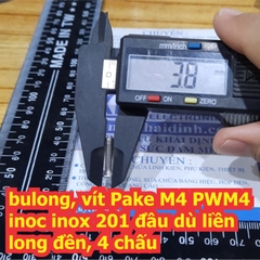 bulong bu lông vít Pake M4 PWM4 inoc inox 201 đầu dù liền long đền, 4 chấu M4 dài 6mm ~ 30mm kde7691