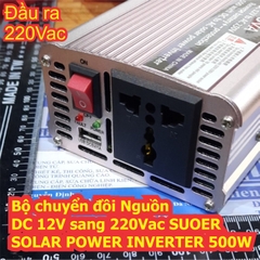 Bộ chuyển đổi Nguồn DC 12V sang 220Vac SUOER SOLAR POWER INVERTER 500W kde7750