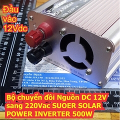 Bộ chuyển đổi Nguồn DC 12V sang 220Vac SUOER SOLAR POWER INVERTER 500W kde7750