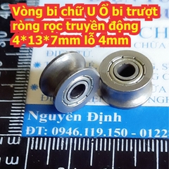 Vòng bi chữ U Ổ bi trượt ròng rọc truyền động 4*13*7mm lỗ 4mm kde7807