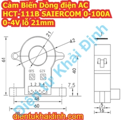 Cảm Biến Dòng điện AC SAIERCOM HCT-111B 0-100A 0-4V lỗ 21mm kde7837