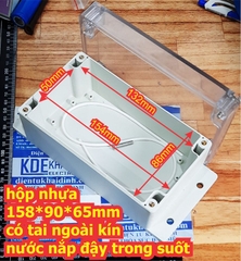 hộp nhựa 158*90*65mm có tai ngoài kín nước nắp đậy trong suốt kde7913