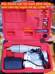 Máy khoan mài cắt chạm đánh bóng…mini cầm tay mạnh mẽ áp 12Vdc, Hộp nhựa kde7948