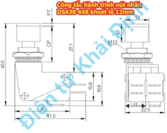 Công tắc hành trình nút nhấn DS438 448 khoét lỗ 12mm cos 4.8mm 5A 250Vac màu đỏ / xanh lá kde7953