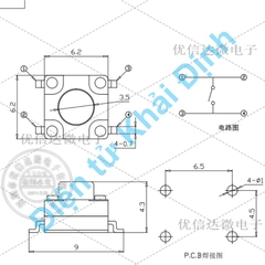NÚT NHẤN RESET chân DÁN SMD mặt nhựa kháng nước 6x6mm cao 5mm ~ 14mm kde7957