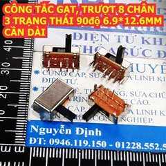 CÔNG TẮC GẠT, TRƯỢT 8 CHÂN, 3 TRẠNG THÁI 90độ 6.9*12.6MM CẦN DÀI kde7987