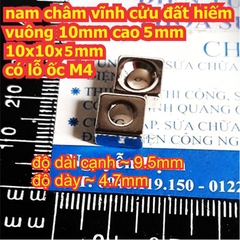 nam châm vĩnh cửu đất hiếm vuông có lỗ D10x5mm lỗ M4 / D12x3 lỗ M4 kde7993