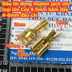 Đầu lõi đồng header jack oto loại lớn Cos 9.5mm bấm dây 4-6mm đầu cái, có vỏ nhựa kde8038
