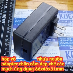 hộp vỏ nhựa nguồn adapter chân cắm dẹp chế các mạch ứng dụng 86x49x31mm 100x56x34mm kde8067