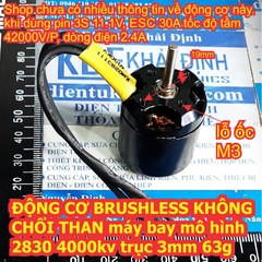 ĐỘNG CƠ BRUSHLESS KHÔNG CHỔI THAN máy bay mô hình 2830 4000kv trục 3mm 63g kde8075