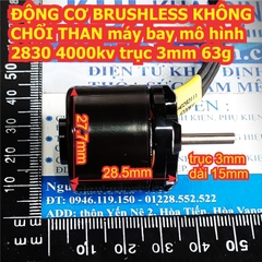 ĐỘNG CƠ BRUSHLESS KHÔNG CHỔI THAN máy bay mô hình 2830 4000kv trục 3mm 63g kde8075