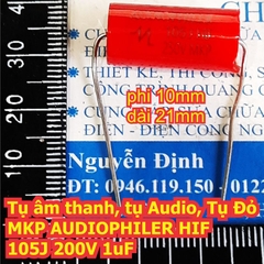 Tụ âm thanh, tụ Audio, Tụ Đỏ MKP AUDIOPHILER HIF 105J 250V 1uF kde8106