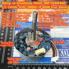 Động cơ không chổi than brushless Nidec 48F704M460 12-24Vdc 420-2800V/P 80W trục 8mm gai xoắn chế quạt kde8123