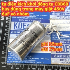 tụ điện kích khởi động tụ CBB60 hay dùng trong máy giặt 450V 6uF kde8173