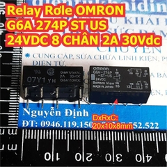 Relay Rơle OMRON G6A 274P ST US  A 30Vdc 8 CHÂN 24VDC 5VDC 48VDC , 234P S 12VDC kde8177