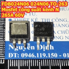 FDB024N06 024N06 TO-263 Mosfet công suất kênh N 265A 60V kde8235