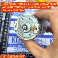 Động cơ DC HYD44-24 DC220V 220Vac chỉnh lưu 120W 7900V/P trục 6.35mm ren M5 chế máy phát điện kde8303