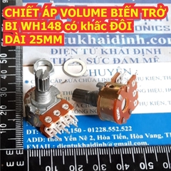 CHIẾT ÁP VOLUME BIẾN TRỞ BI WH148 có khấc ĐÔI DÀI 15MM các loại 10K ~ 50K kde8325