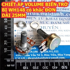 CHIẾT ÁP VOLUME BIẾN TRỞ BI WH148 có khấc ĐƠN DÀI 20MM 50K kde8328