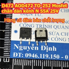 D472 AOD472 TO-252 Mosfet chân dán kênh N 55A 25V kde8352
