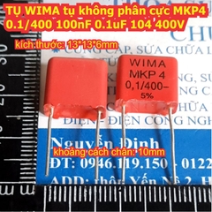 TỤ WIMA tụ không phân cực MKP 4 0.1/400 100nF 0.1uF 104 400V D= 10mm 15mm kde8432