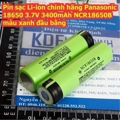 Pin sạc Li-ion chính hãng Panasonic 18650 3.7V 3400mAh NCR18650B màu xanh đầu bằng kde8457