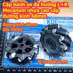 Cặp bánh xe đa hướng L+R Mecanum nhựa cao cấp đường kính 52mm 58mm 68mm 80mm kde8544