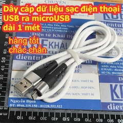 Dây cáp dữ liệu sạc điện thoại dài 1 mét USB ra microUSB / Type C kde8601