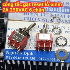 Công tắc gạt reset lỗ 6mm 2A 250VAC MTS 6 chân 1 / 2 phương, gạt nhả / giữ kde8613