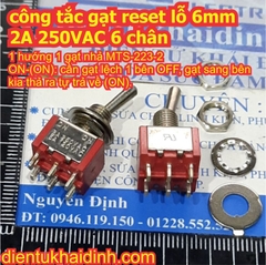 Công tắc gạt reset lỗ 6mm 2A 250VAC MTS 6 chân 1 / 2 phương, gạt nhả / giữ kde8613