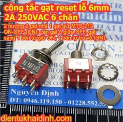 Công tắc gạt reset lỗ 6mm 2A 250VAC MTS 6 chân 1 / 2 phương, gạt nhả / giữ kde8613